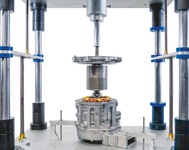 Photo of an electric motor being worked on at the stator lift.
